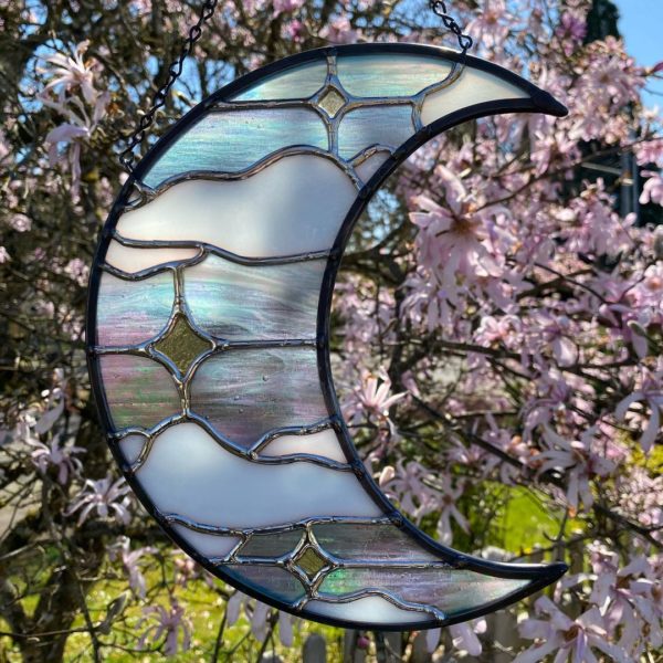 Pastel Dreams Stained glass moon suncatcher